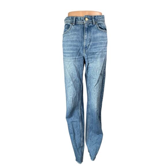 Zara Denim - Zara Women's Blue High Waisted Raw Hem Skinny Straight Leg Denim Jeans Pants 6